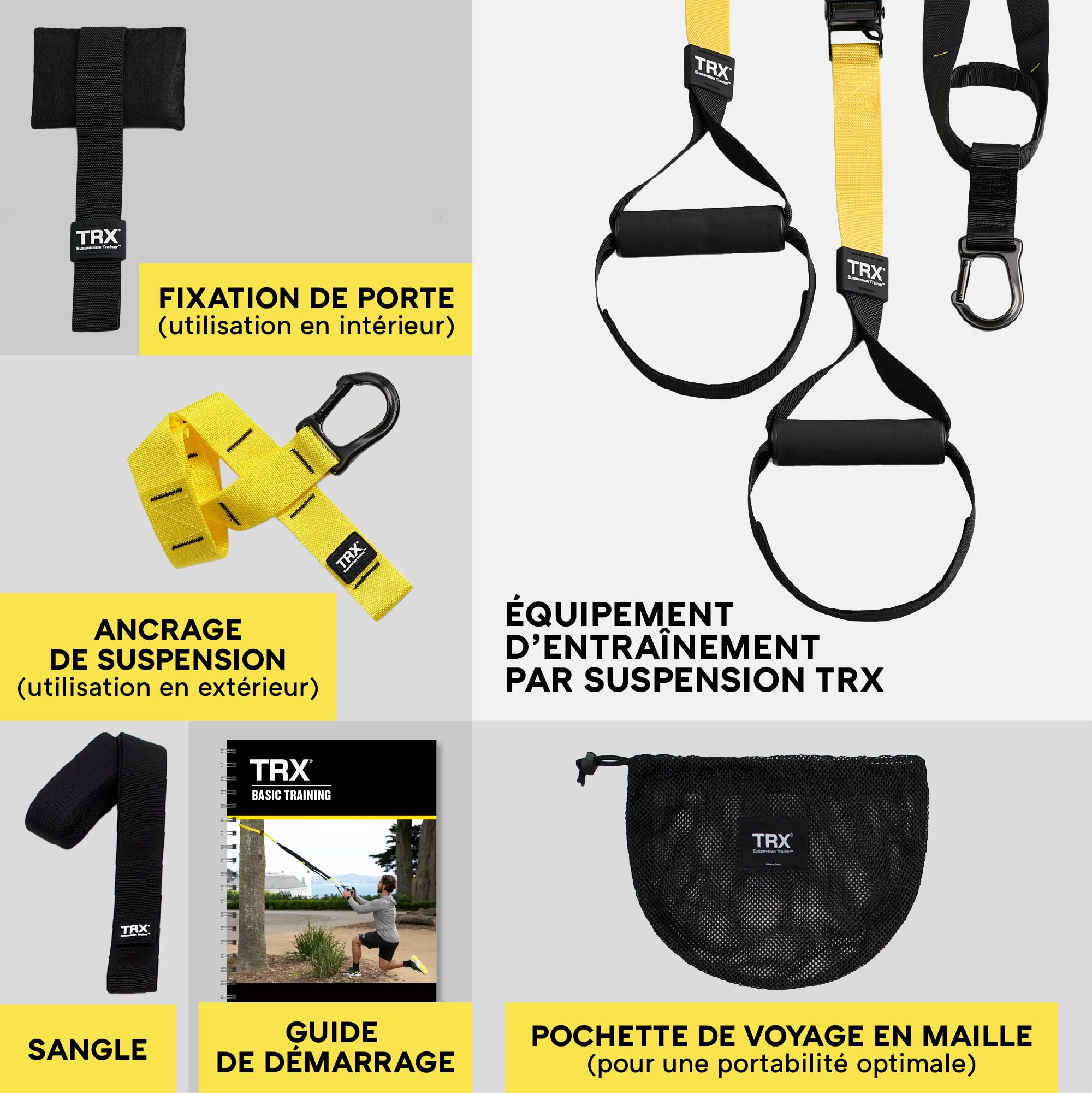 Sangle de suspension TRX All-in-One - votre salle de sport à domicile - ultra polyvalent/tout-en-un - accès à l'application TRX Training Club inclus