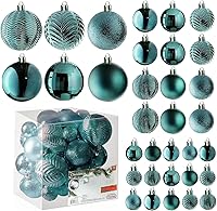 Vista 7 de PREXTEX Juego de 36 Adornos Navideños - Bolas Negras Irrompibles en 6 Estilos y 3 Tamaños con Bucles para Colgar - Elegantes Decoraciones para Árbol