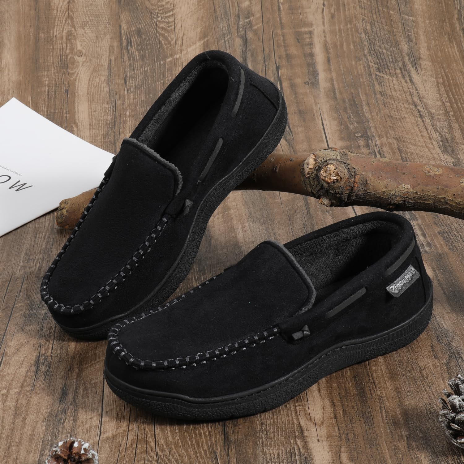 Zigzagger Pantofole a mocassino da uomo in memory foam per interni ed esterni