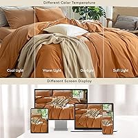 Vista 105 de MooMee Juego de funda de edredón 100% algodón lavado con textura tipo lino, transpirable, duradero, suave y cómodo