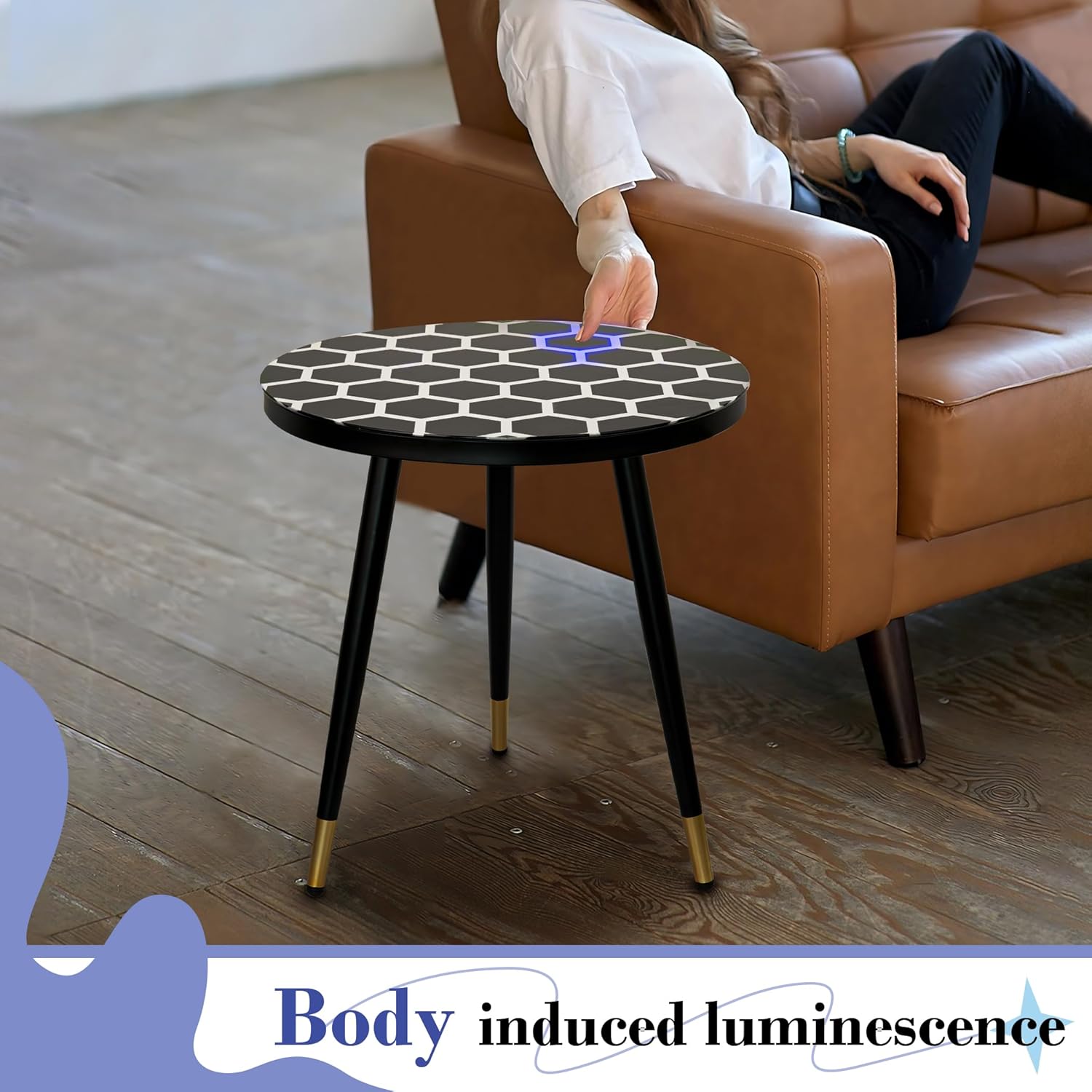 Cool Led Coffee Table for Living Room, Gaming Room Black Coffee Table, Unique Futuristic Led Cocktail Table for Bar