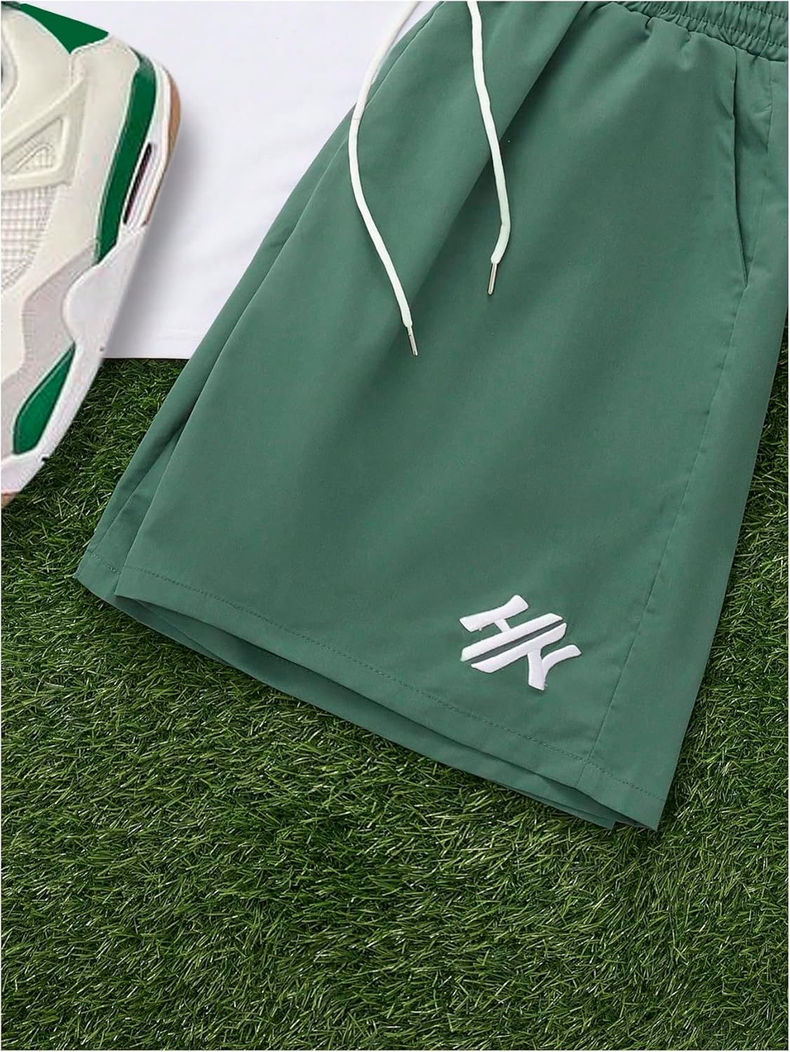 Men's Track Suits 2 Piece Set Short Sleeve Crew Neck Embroidered Tops & Shorts Casual Outfits - Image 5