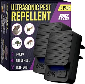 AMZ BRAND Ultrasonic Pest Repeller 2 Pack - Powerful Mouse Repellent - 3 Working Modes - Wide Frequency Range Pest Control Device - Ideal for Mice, Rats, Mosquitoes, Cockroach, Moths, Ants
