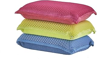 Superio Miracle Microfiber Sponges for Kitchen 3-Pack Red Yellow Blue, Kosher Non-Scratch Sponge Scrubber Heavy Duty Multi-Purpose Cleaning of Dishes, Pots, Pans and Counter tops, Machine Washable