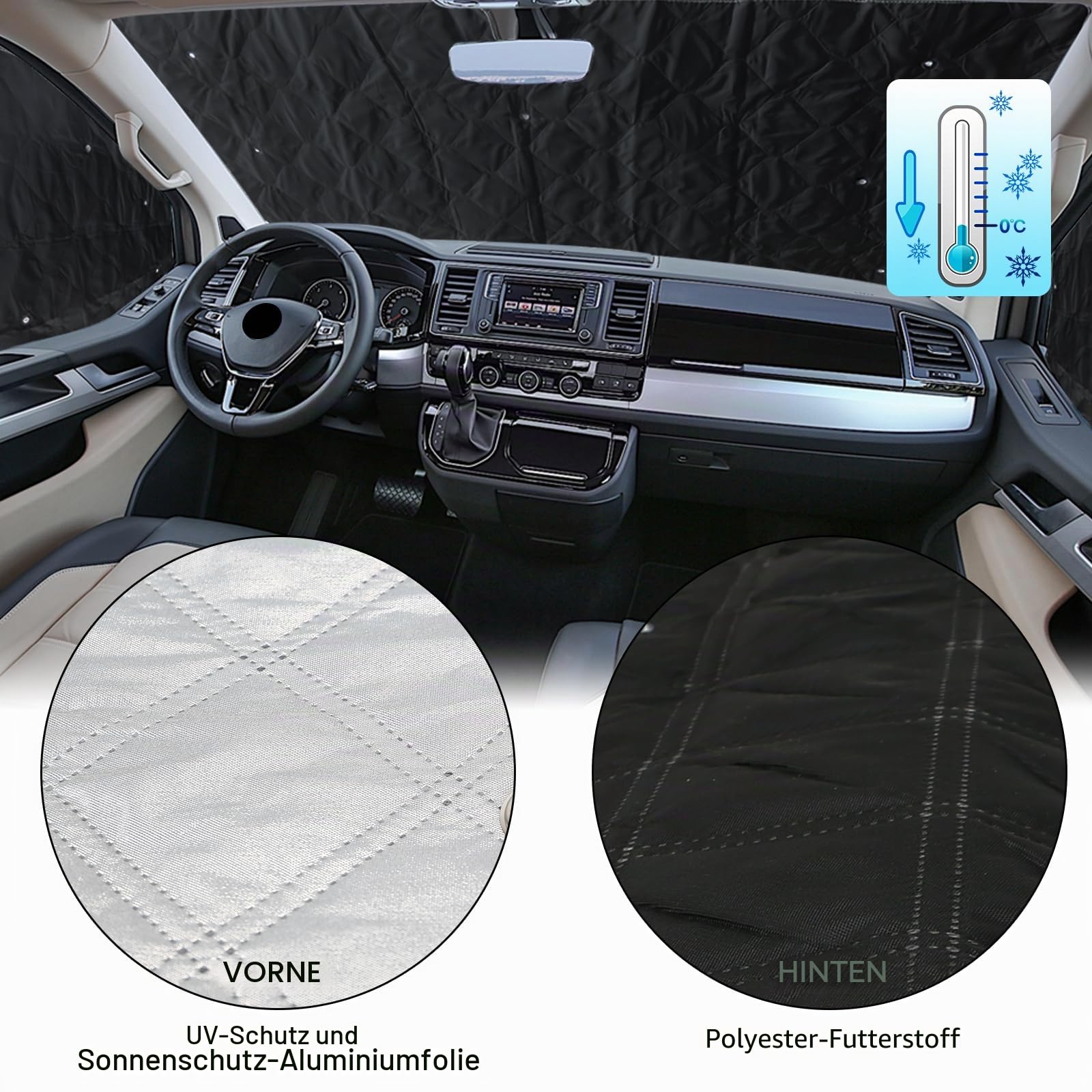 Sonnenschutz Frontscheibe für Citroen Berlingo Partner Rifter XL 2018-2025 | 10-teilig, Sichtschutz UV-Schutz Fenster Verdunkelung, Interne Thermomatte Set