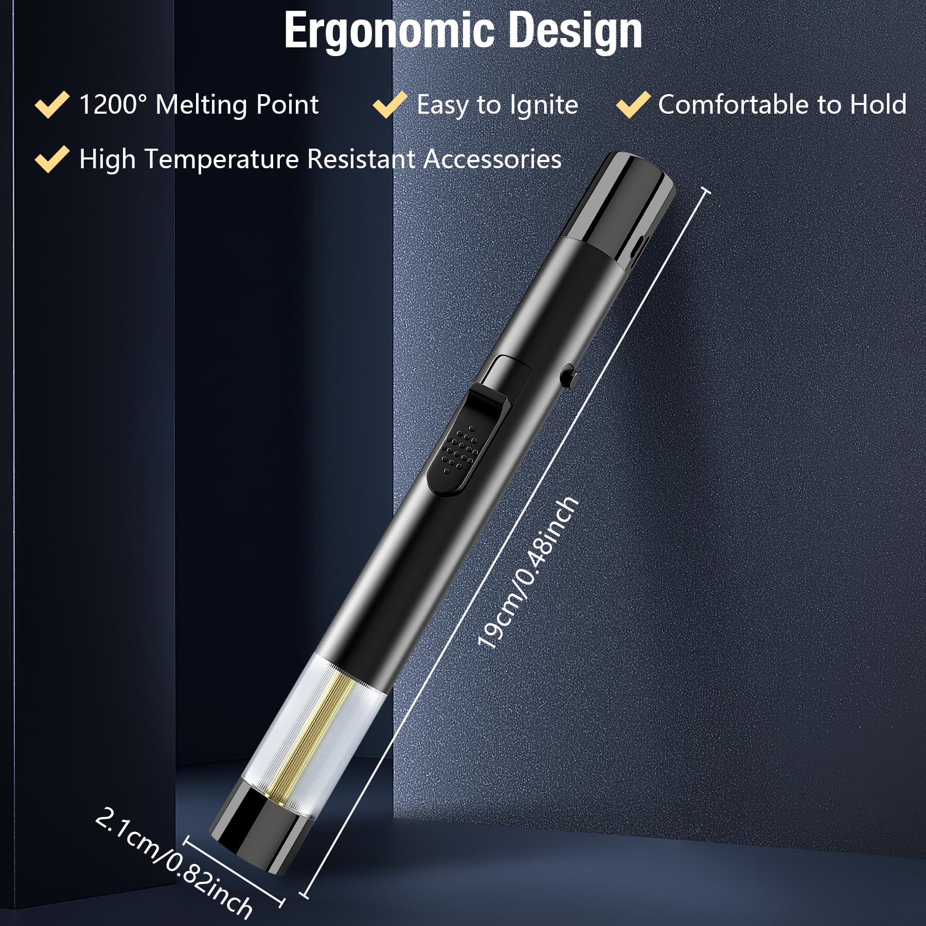 Accendino Jet Flame 19cm Antivento - Ricaricabile A Butano, Fiamma Regolabile - Foto 13