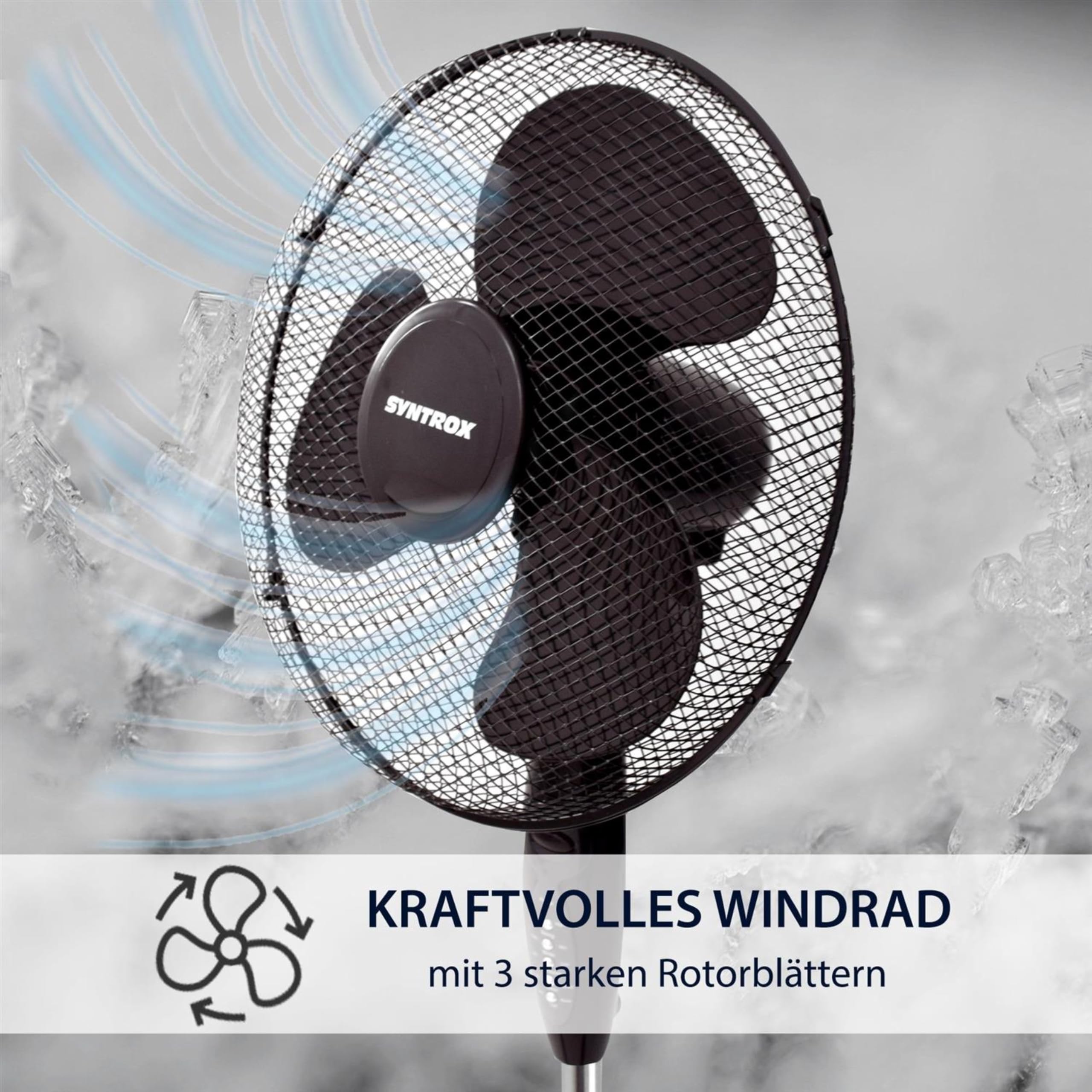 Syntrox Standventilator mit Oszillation Glittera, 50 Watt, LED-Display, höhenverstellbar