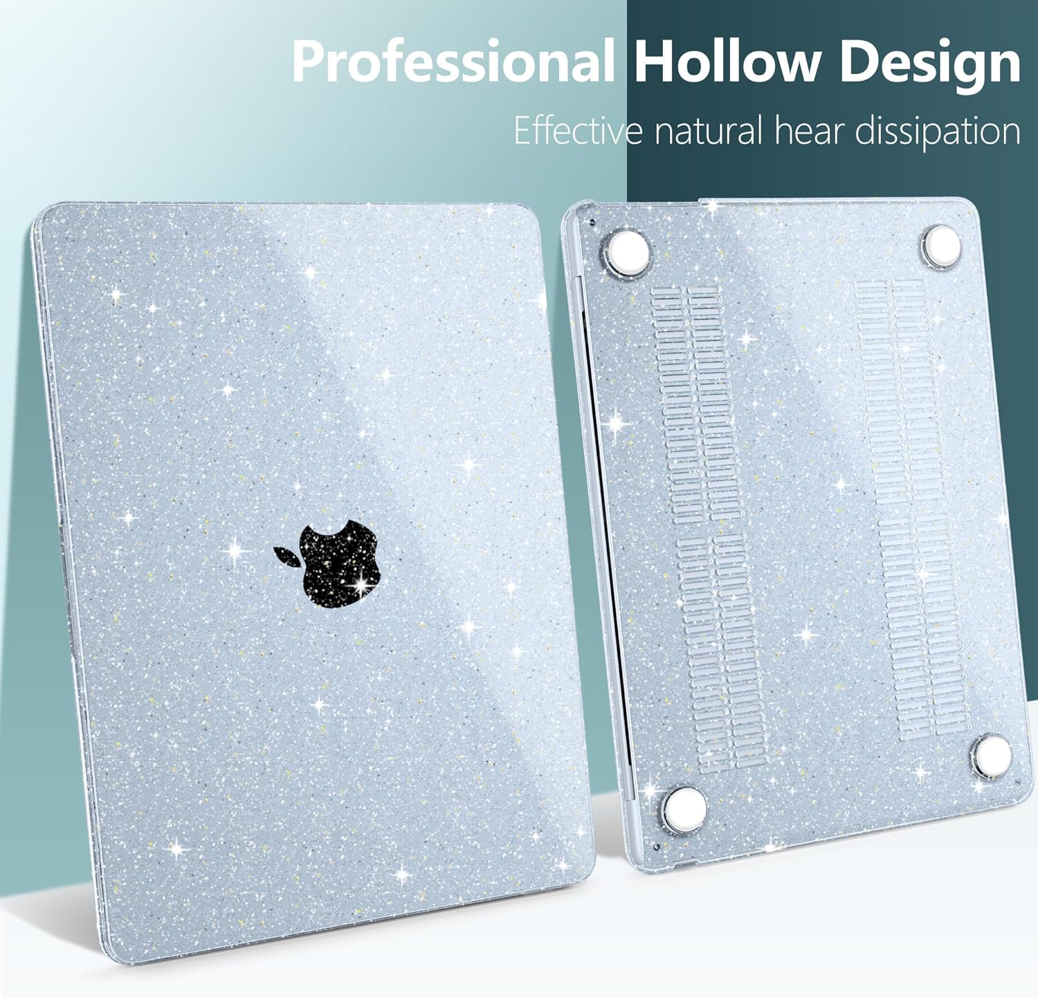 DONGKE Clear Glitter Case for MacBook Air 15 Inch M5 M4 M3 M2 (2026-2023) A3448 A3241 A3114 A2941, Protective Hard Shell Cover Compatible with Touch ID & Liquid Retina Display - Star Sky Blue