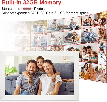 Frameo 15.6 Inch Digital Picture Frame WiFi, Large Digital Photo Frame 1920x1080 IPS HD Touchscreen, 32GB Storage Share Photos/Videos, Tabletop&Wall-Mounted, Wedding, Birthday, Gifts for Loved Ones
