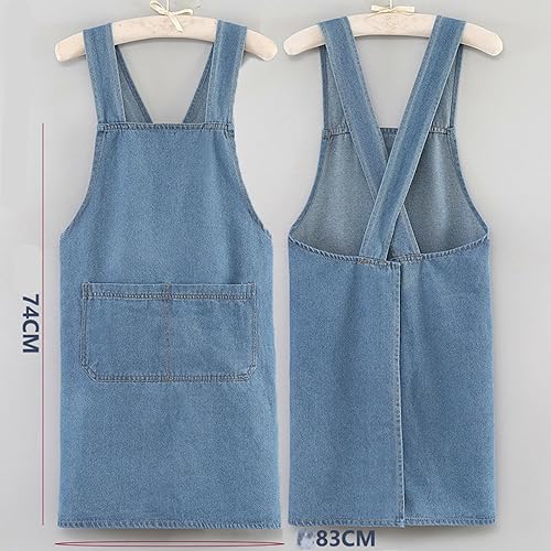 Miniatura 7 de Delantal para adultos, delantal de algodón ligero con bolsillo frontal, ideal para uso diario, delantales con espalda cruzada para mujeres y hombres