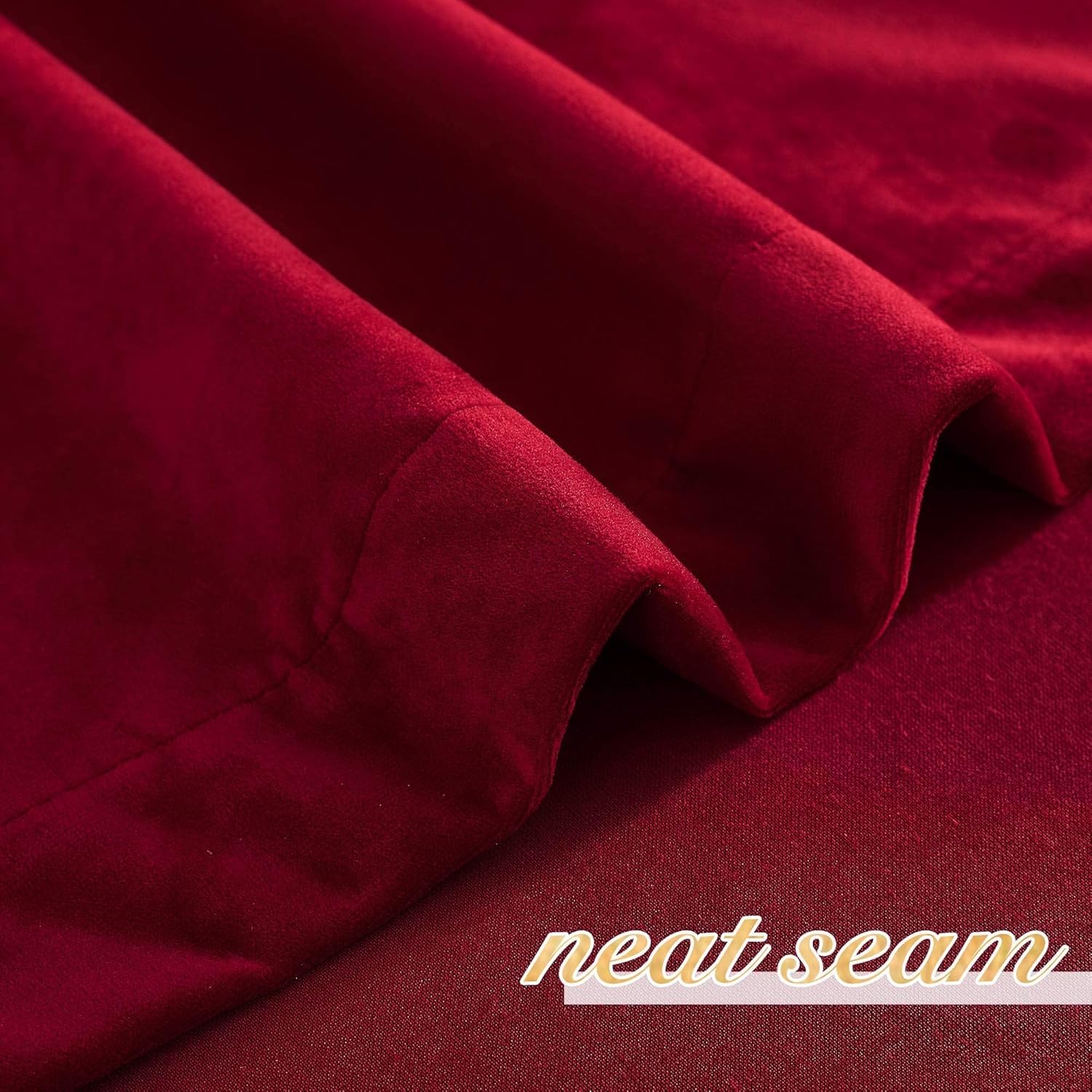 NICETOWN Red Blackout Velvet Curtains 120 inches Long, Super Soft Light & Heat Blocking Extra Long Sliding Glass Door Romantic Drapes for Window/Dance Room (52" Wide), 2 Panels