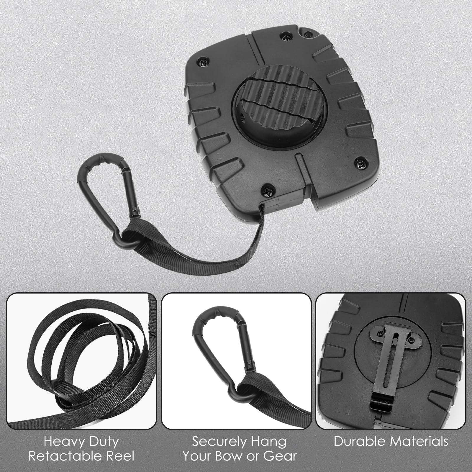 Adorila Treestand - Polipasto retráctil de 26 pies para caza de soporte de árbol, accesorios de elevación de cuerda de engranaje para arco de caza y recuperador de armas (negro)