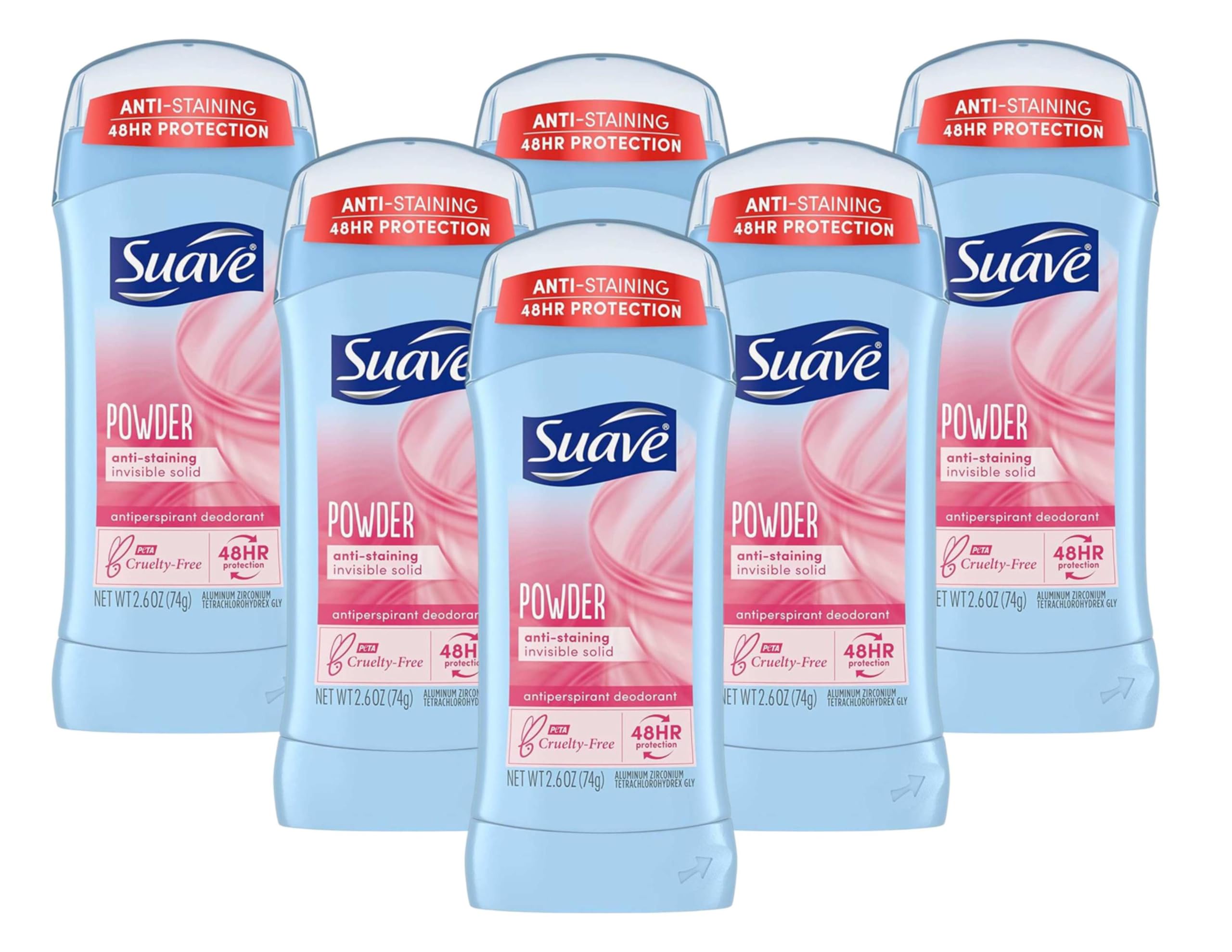 Suave Deodorant 2.6 oz. 24Hr Powder Invisible Solid (Pack of 6)