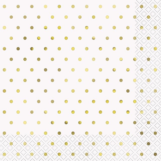 Unique Party 72572 Classic Luncheon Napkins | Elegant Gold Foil Dots, Paper