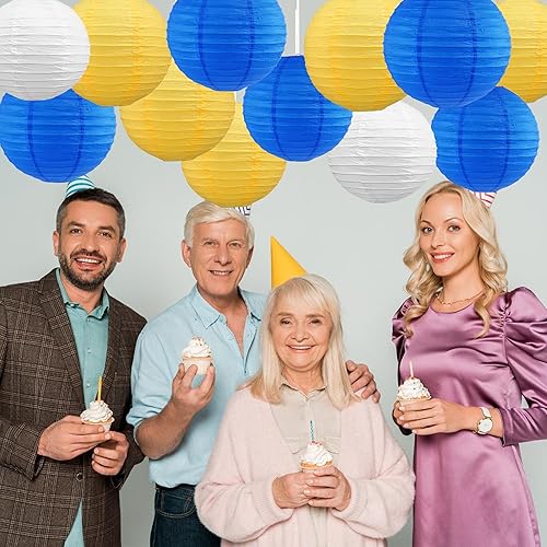 Miniatura 269 de BEISHIDA Faroles de papel redondos amarillos de 12 pulgadas, decorativos, colgantes, asiáticos, chinos, japoneses, lámpara para cumpleaños