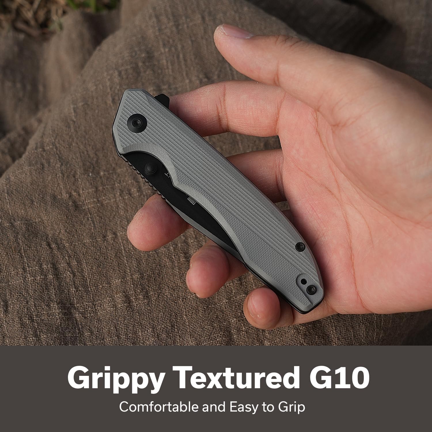 SENCUT Sylor Pocket Knife for Men Women, EDC Folding Knife with G10 Handle D2 Blade, Liner Lock Knives S25056-1 (Gray)