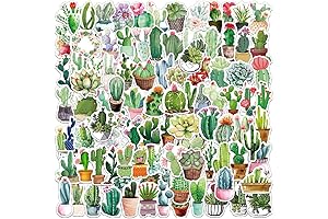 MAXLEAF Cactus Stickers for Decoration: 100PCS Vintage Green Plants Adhesive