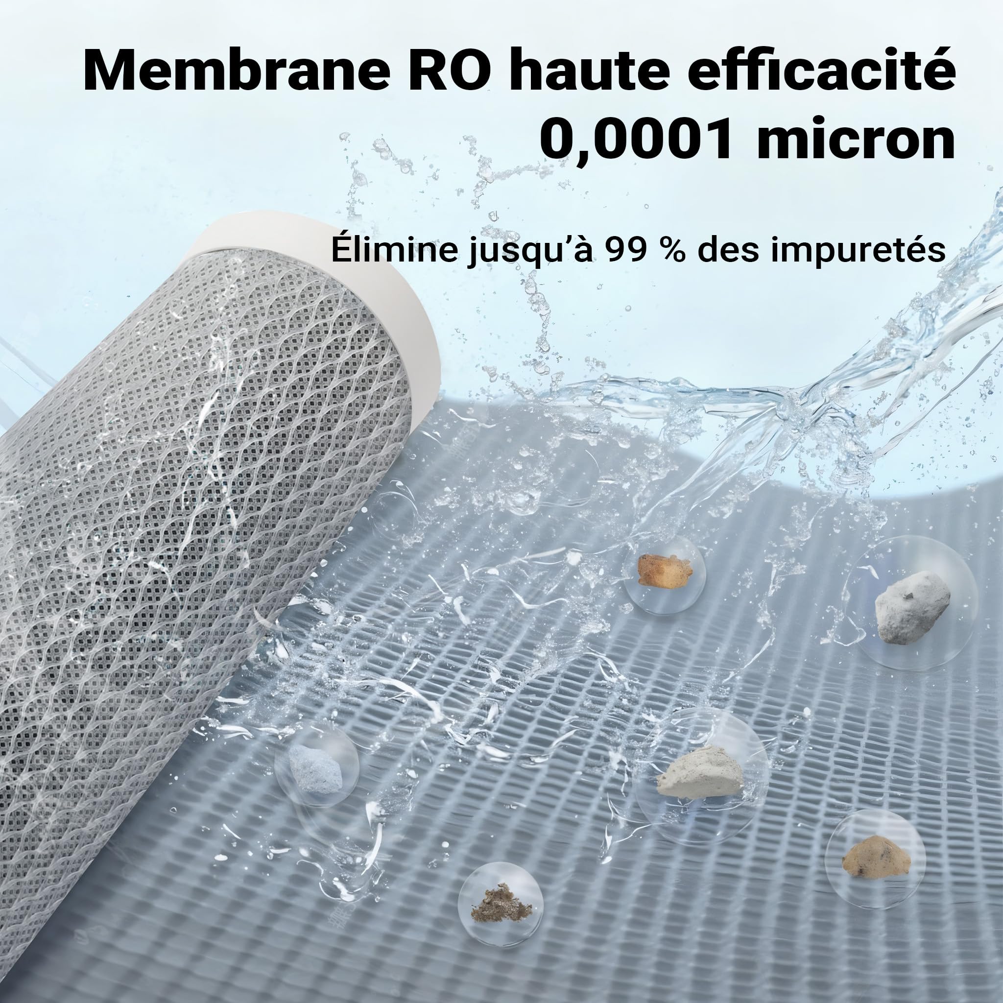 Naturewater Système osmose inverse 6 étapes (RO) – 510 x 380 x 185 mm – 180 l/jour – avec lumière UV et pompe de surpression – Filtre charbon actif et sédiments – Eau potable