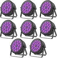 Vista 11 de Luces LED de Escenario 12X18W RGBWAUV 6en1 Luces Par Can de Iluminación Par con Control DMX Activadas por Sonido Uplights para Eventos Iglesia DJ