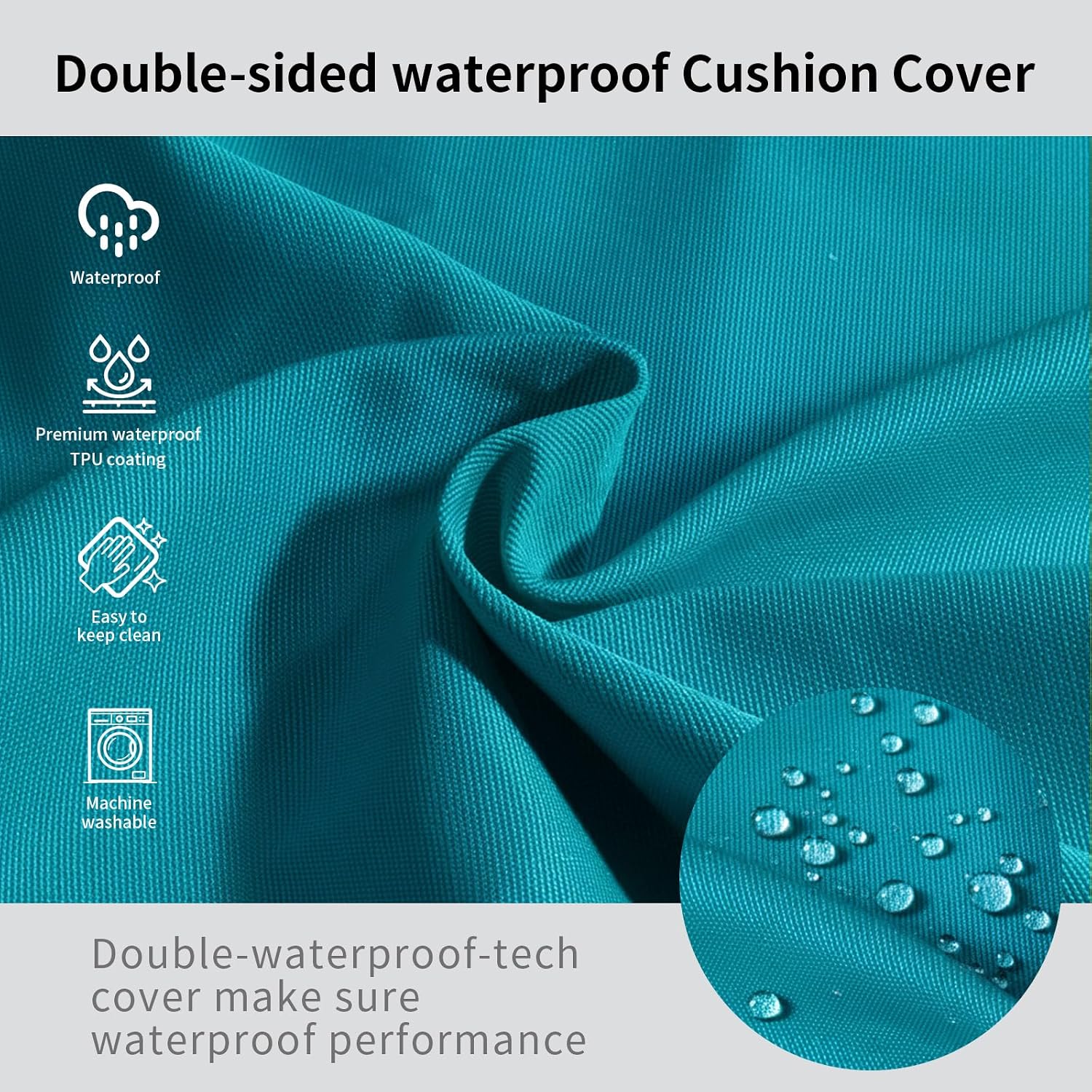 15" Round Outdoor Chair Cushion 3" Thick – TPU Waterproof Patio Seat Pad with Ties & High-Density Foam – Sky Blue, 2 Pack