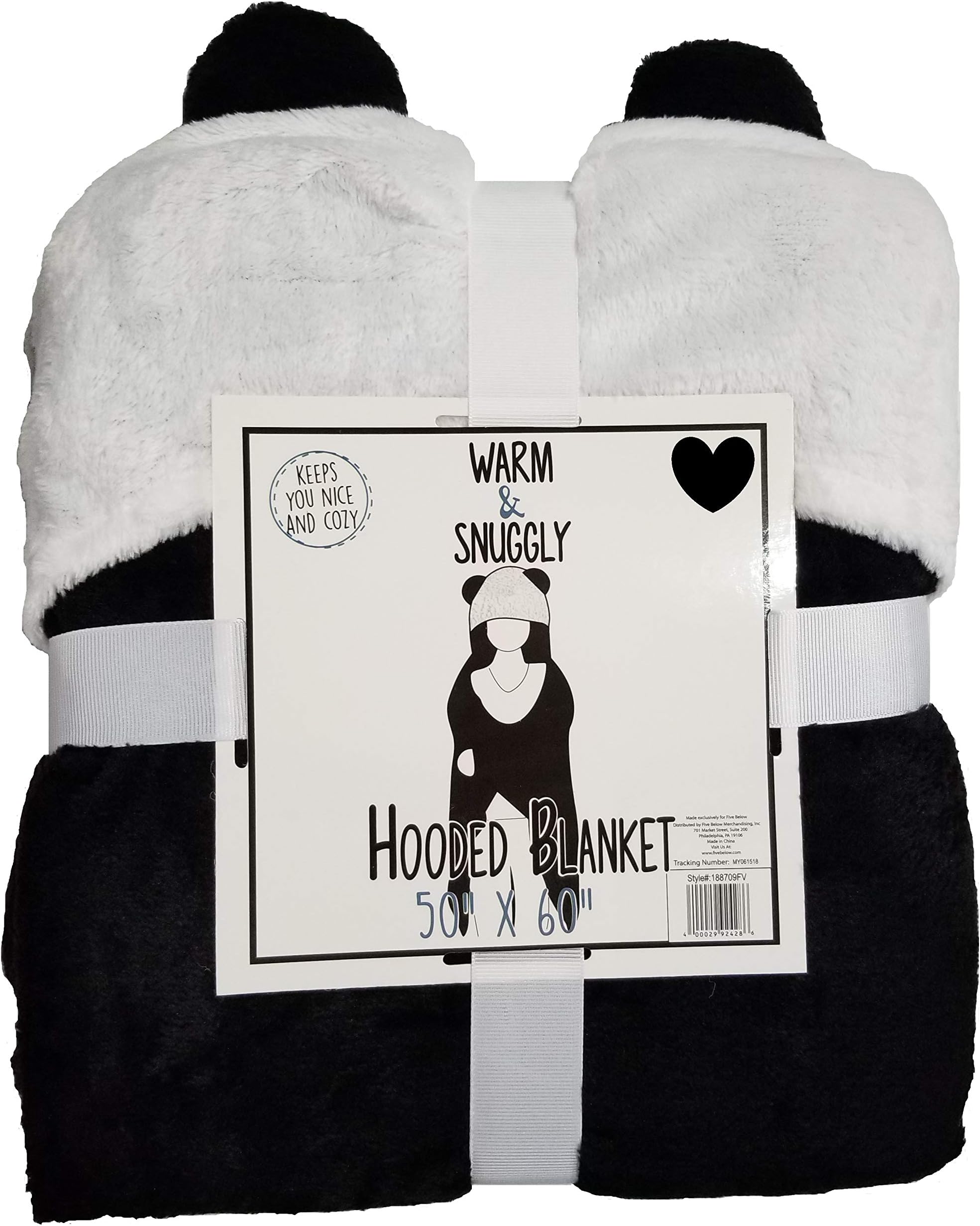 Warm & Snuggly Hooded Super Soft Fleece Luxury Blanket Throw Lightweight Cozy Plush Microfiber 50x60 (Panda)