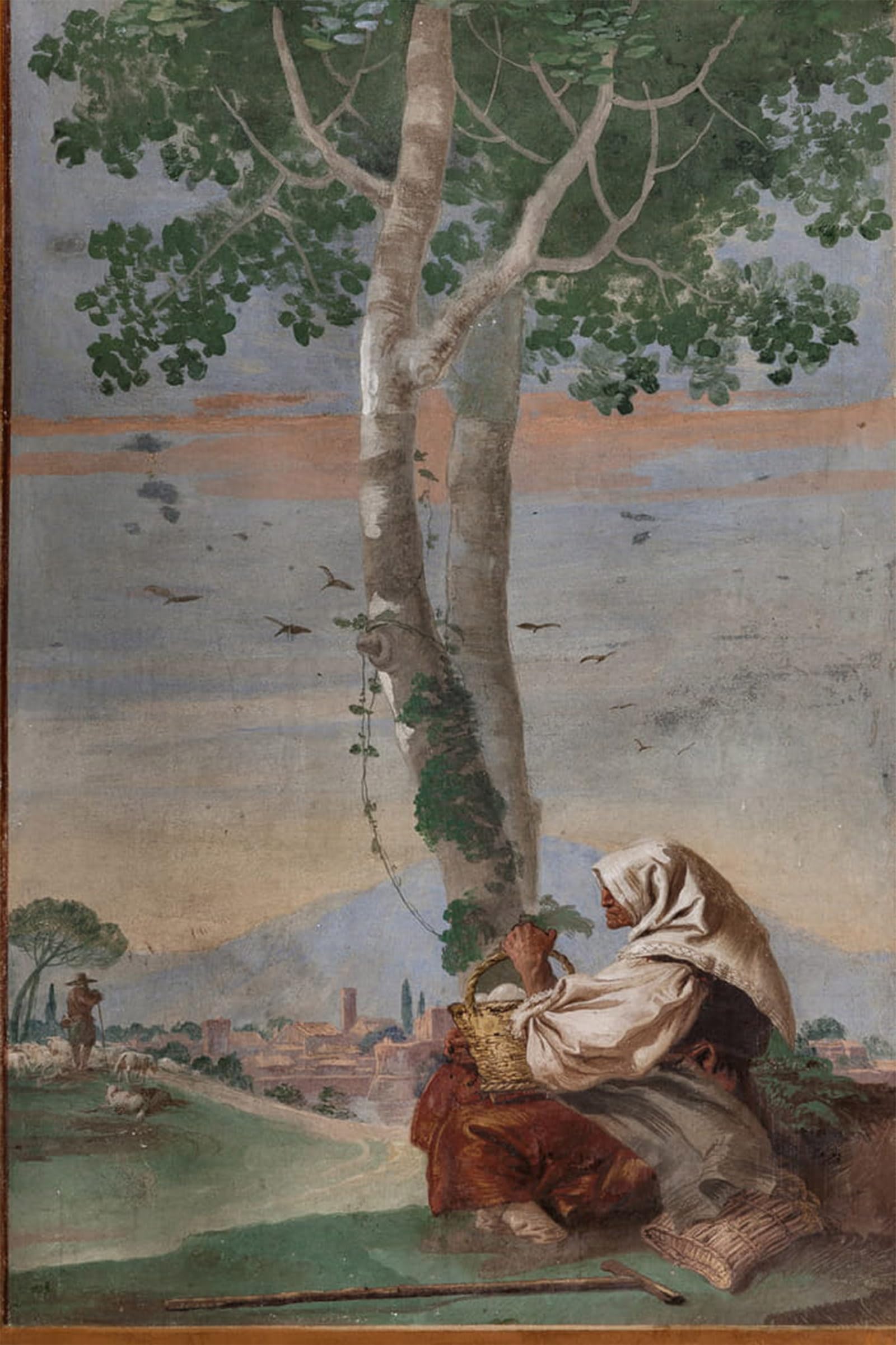 ARTXLXXBN Famous Art Print Poster Vintage Wall Art Old Peasant Woman with a Basket of Eggs by Battista Tiepolo Canvas Art Poster for Home Decor 60x90cm