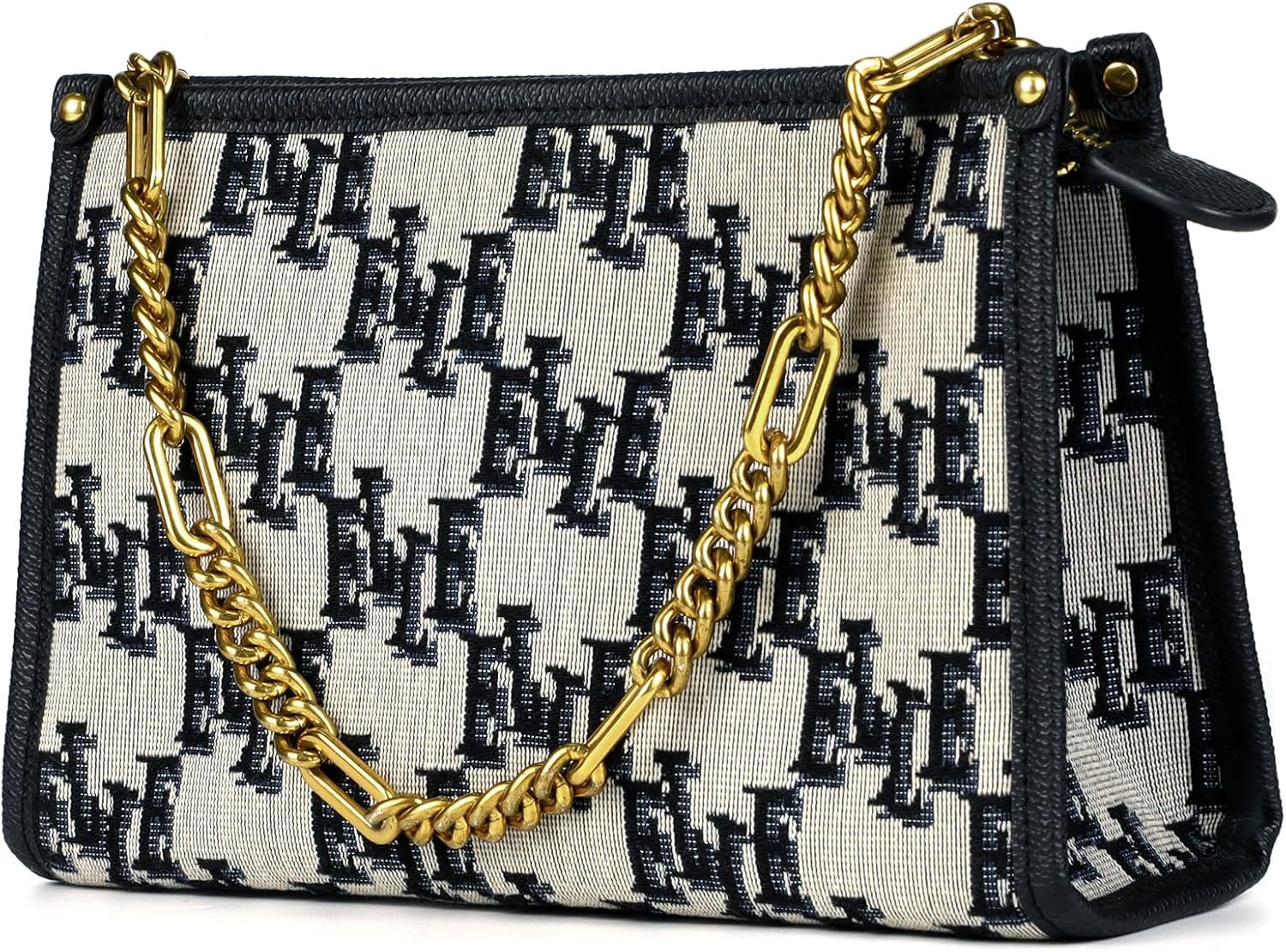 ELLE Women's Monogram Clutch Purse with Metal Chain Handle & Detachable Adjustable Strap - Image 4