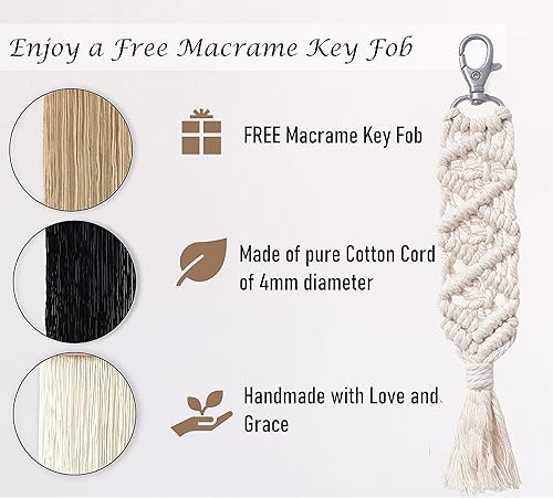 Miniatura 6 de Induslyfe Tapiz de macramé para colgar en la pared, 3 piezas, tejido bohemio para el hogar, elegante, decoración de pared geométrica bohemia,