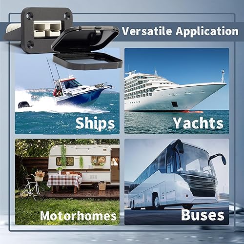 Vista 6 de Panel de montaje de enchufe de 50 A con cubierta antipolvo compatible con conectores de la serie Anderson SB50, placa empotrada de montaje