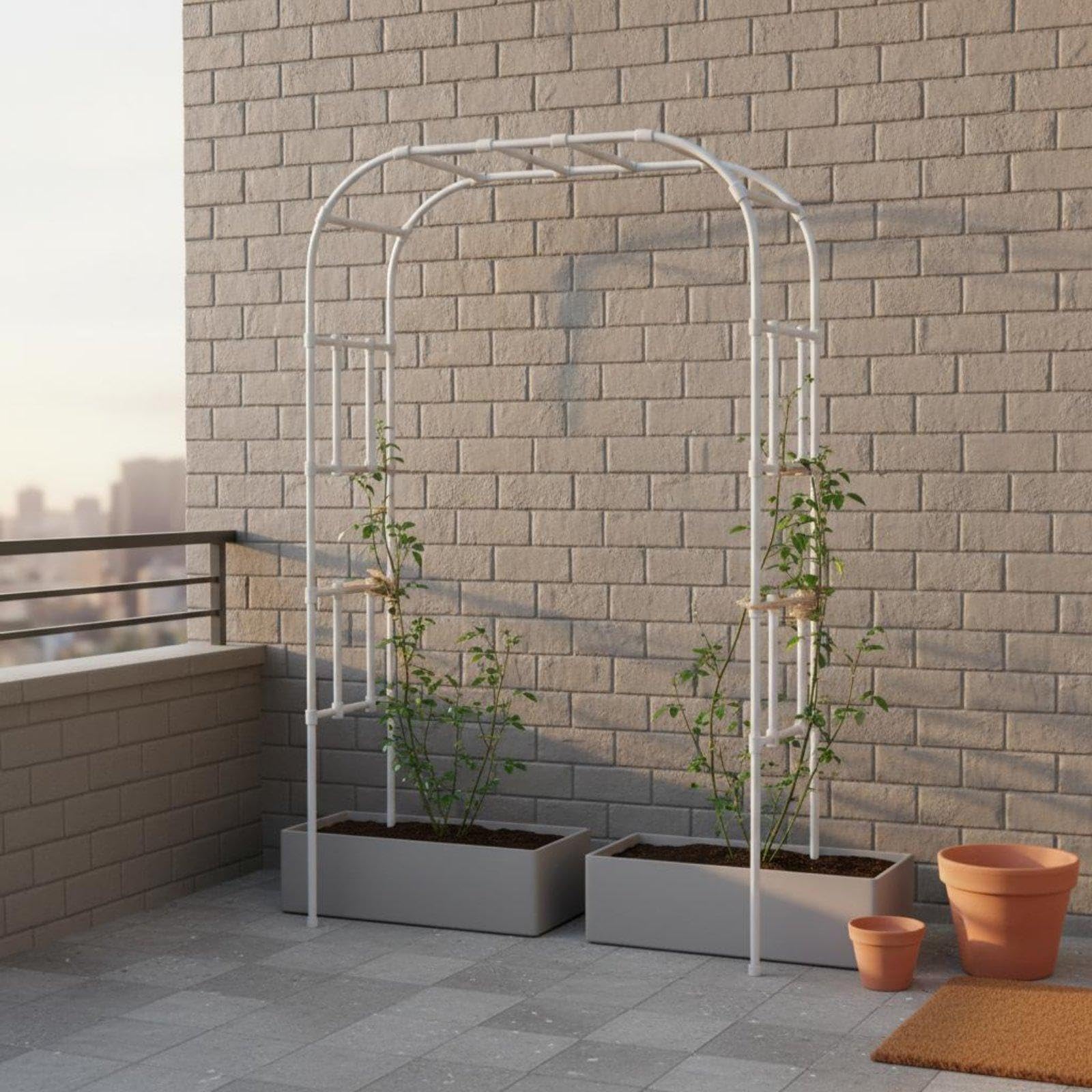 Garden Arch Trellis Coated Steel Climbing Plant Archway Weather-Resistant Rose Arch Frame for Gardeners, DIY Enthusiasts, Balcony, Yard, Patio W2.0*h2.4m White-image-16