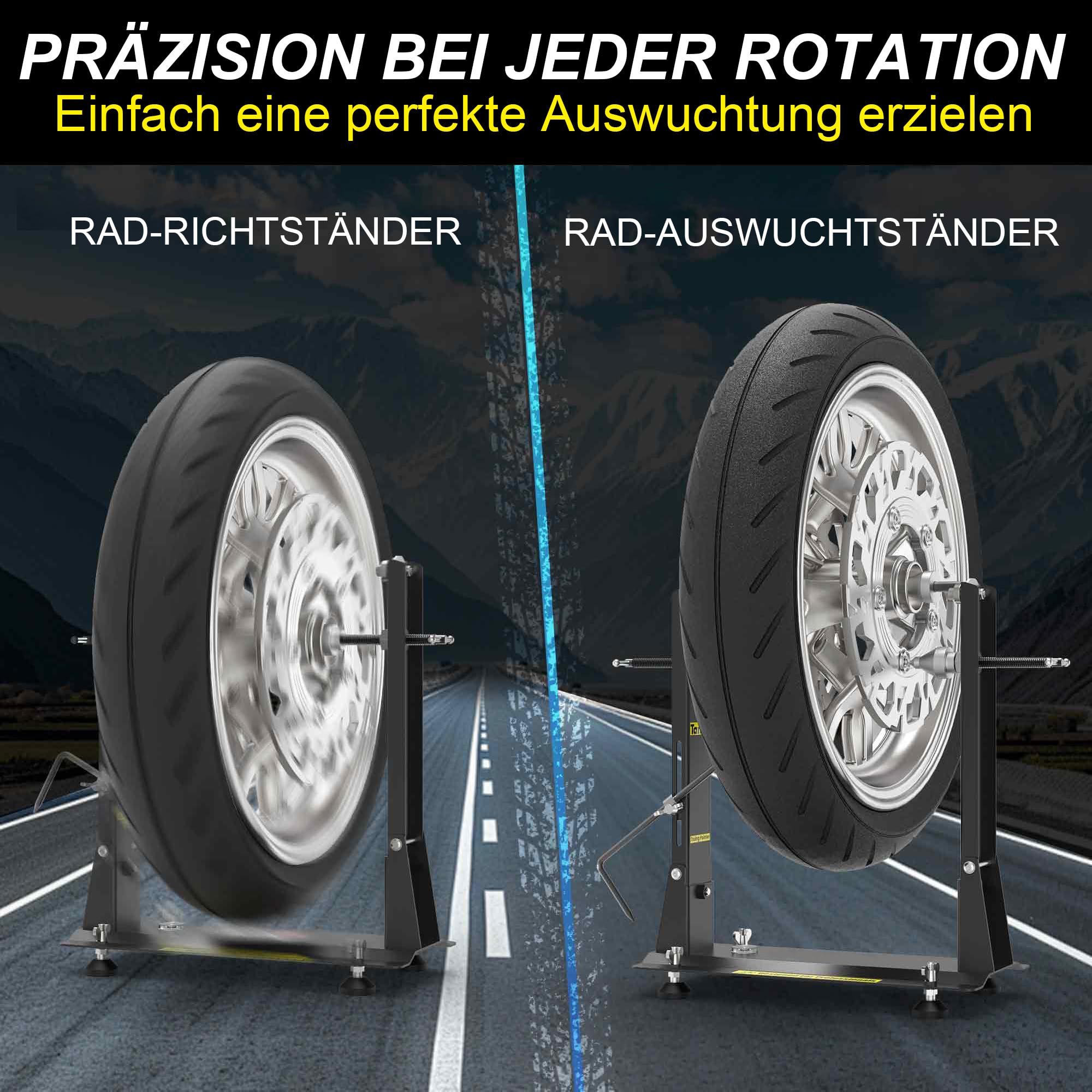 Klappbarer Motorrad-Radauswuchtständer statisch/dynamisch