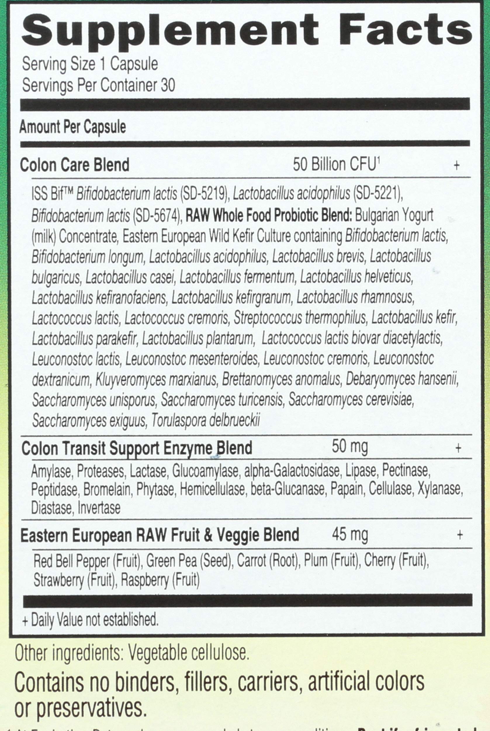 Garden of Life Probiotiques Raw Colon Care 30 Gélules Végétariennes