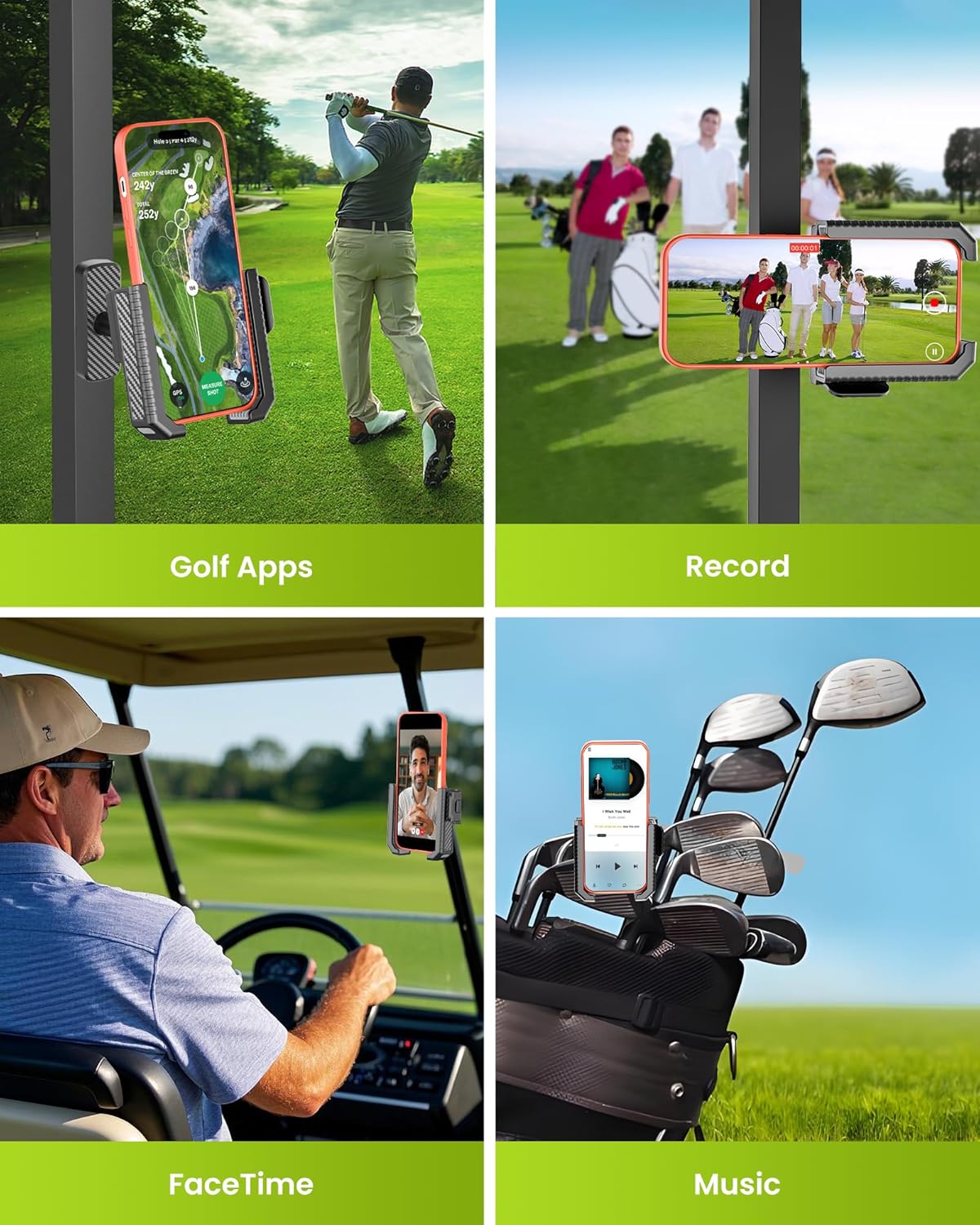 Magnetic Golf Cart Phone Holder Mount- Holds Up To 6 LB, 3s Phone Clip Install, Phone Caddy for iPhone Galaxy Fits EZGO Club Car Yamaha Icon,Golf Cart Accessories Essentials Gift for Men Women