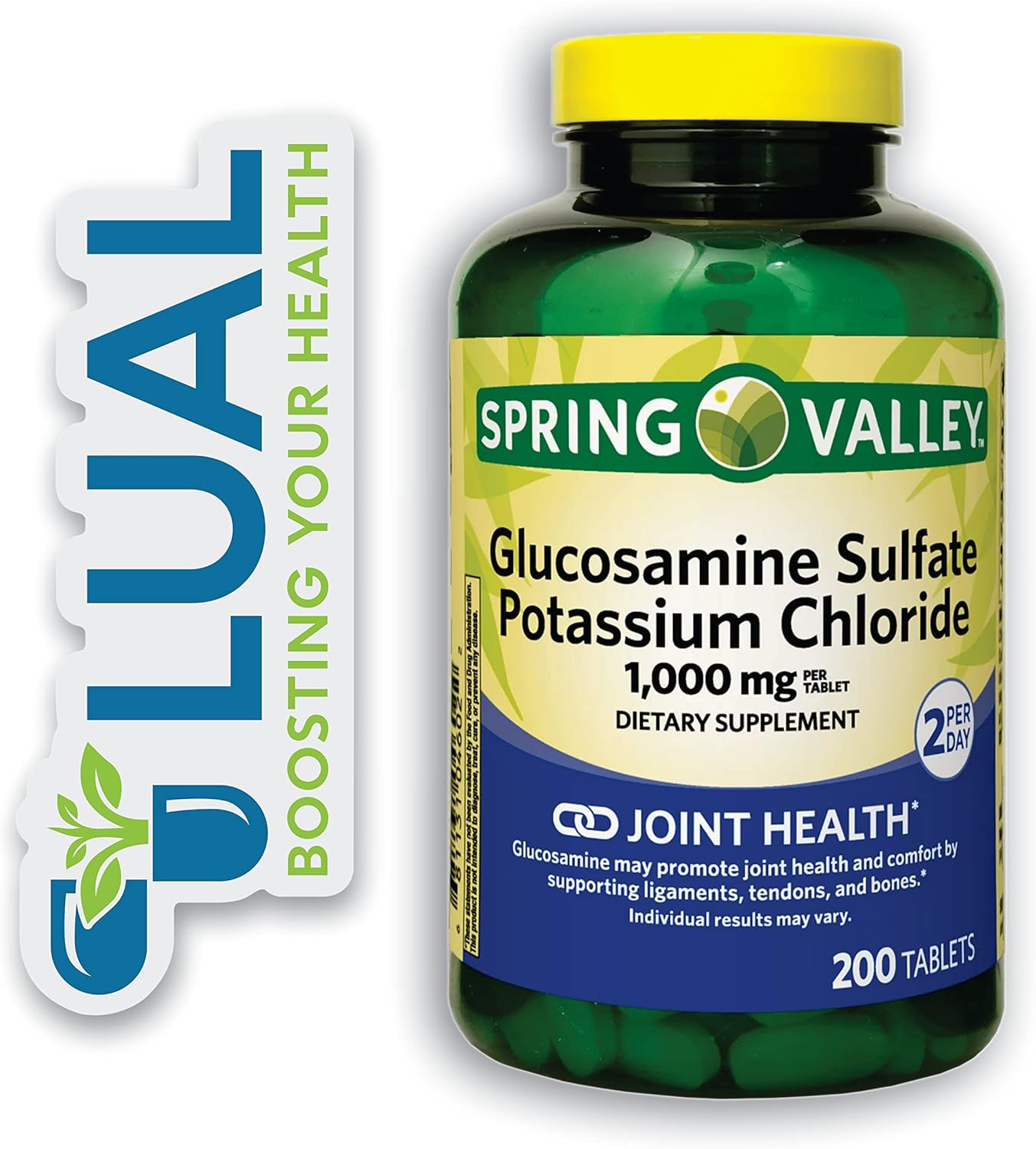 Glucosamine Sulfate Potassium Chloride Tablets. Includes Luall Sticker + Spring