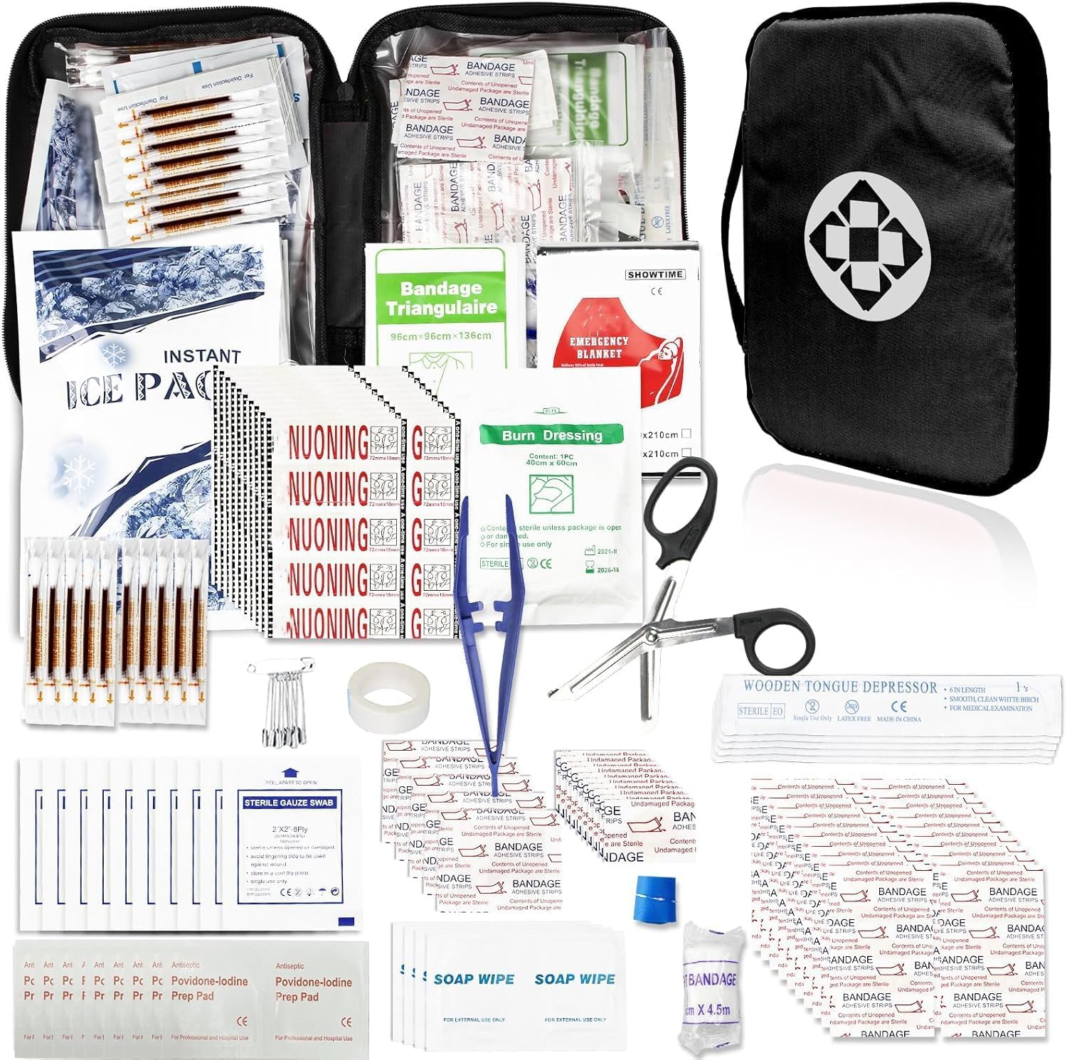 First Aid Kit 300PCS Car Home Camping Essentials Black 1st Aid