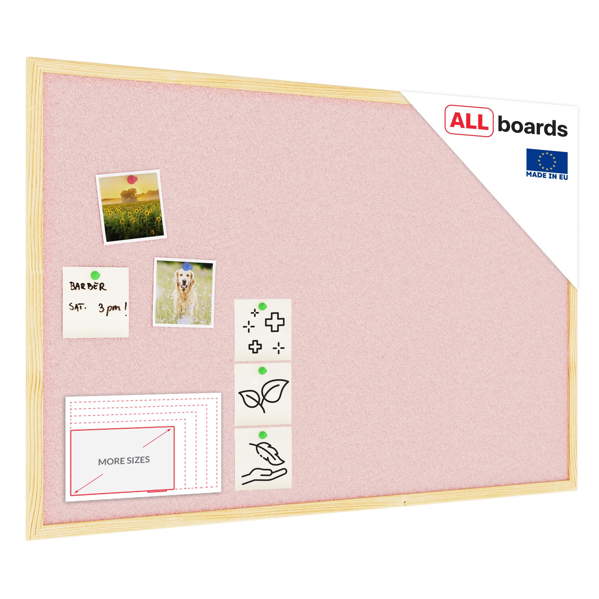 ALLboards Cork Board Pink Cork with Wooden Frame 90x60cm, Corkboard Bulletin Board Notice Board โ image 1