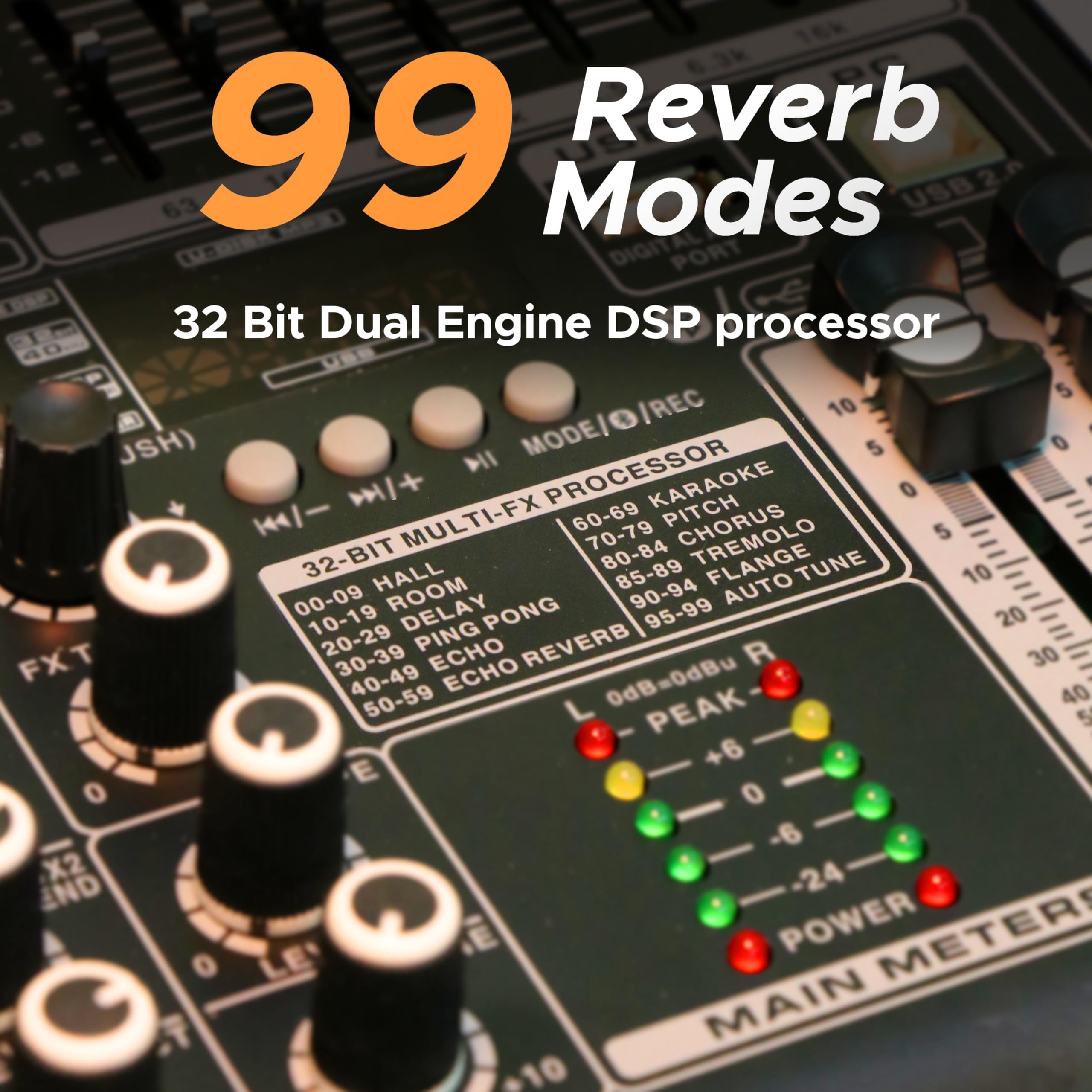 Digimore 8 Channel Mixer with Interface, 32 DSP DJ Bluetooth Mixer