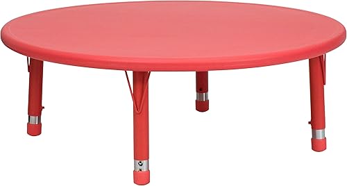 Miniatura 10 de Flash Furniture Wren - Mesa redonda de plástico natural ajustable de 45 pulgadas