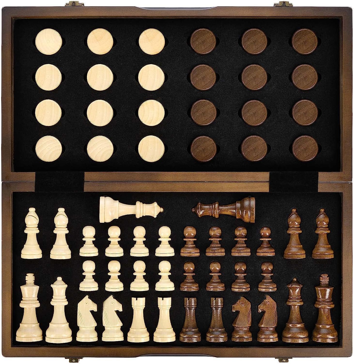 Magnet Chess 15 Inch Magnetic Wooden Chess Set - 2-in-1 Chess ...