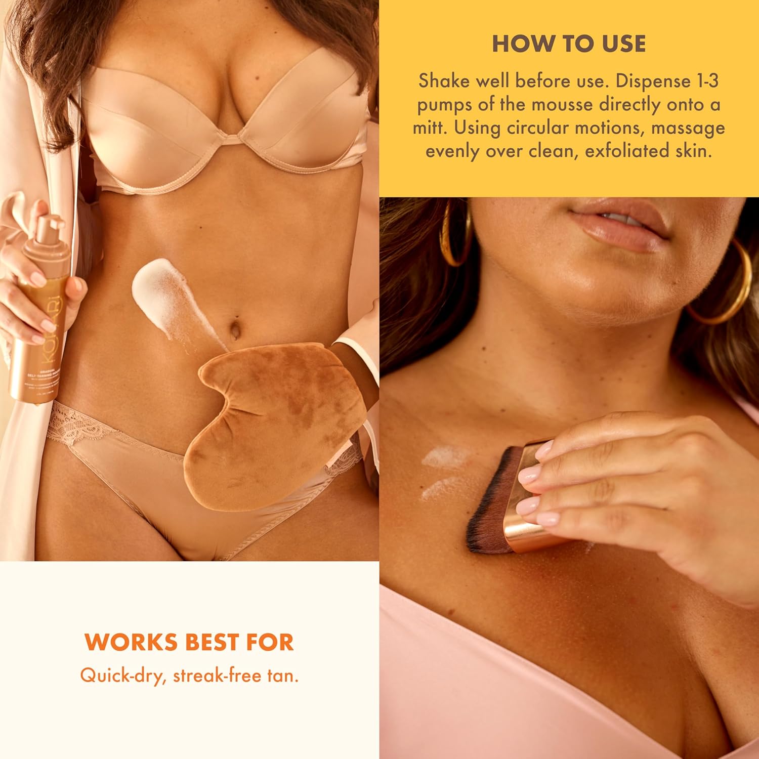 Kopari Gradual Self-Tanning Mousse Infused with Hyaluronic Acid, Even Application, Long-Lasting Natural Color, Smooth Streak-Free Results image 4 of 4 B0DNSV86GY