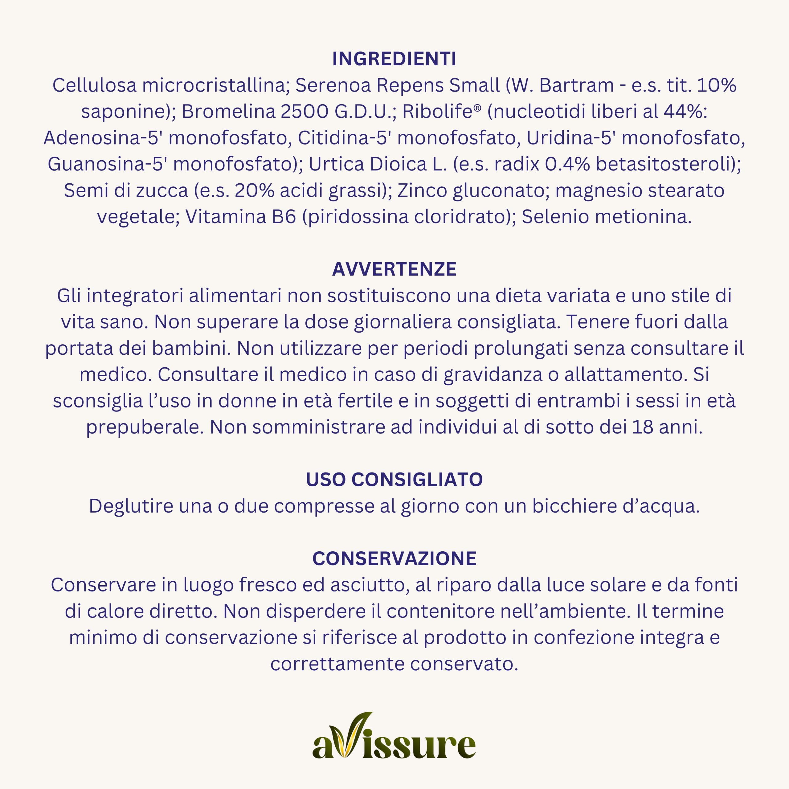 Serenoa Repens 320 mg ProstaSSure, 120 Compresse Fino a 4 Mesi, Formula con Estratto di Serenoa Repens, Ribolife, Bromelina 2500 GDU, Ortica, Vitamina B6, Zinco e Selenio, Senza Glutine, OGM, avissure