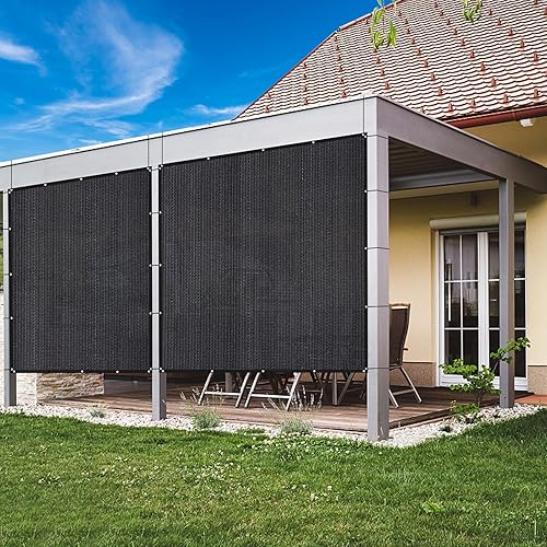 VICLLAX 90% Shade Fabric Sun Shade Cloth Privacy Screen with Grommets for Patio Garden Pergola Cover Canopy 8x8 FT, Black