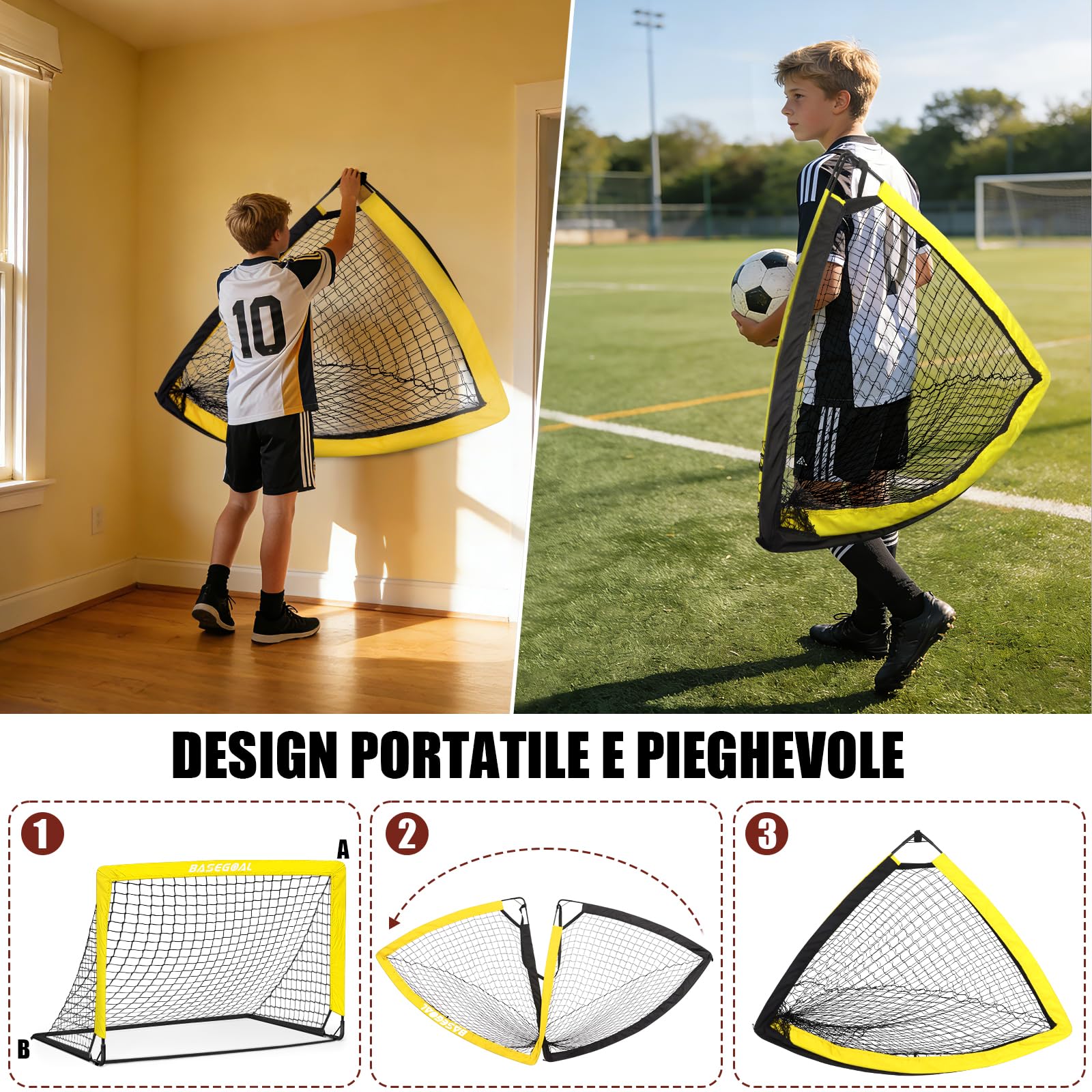 Porta da Calcio per Giardino 150x120cm con Aste in Fibra di Vetro e Reti di Alta Qualità