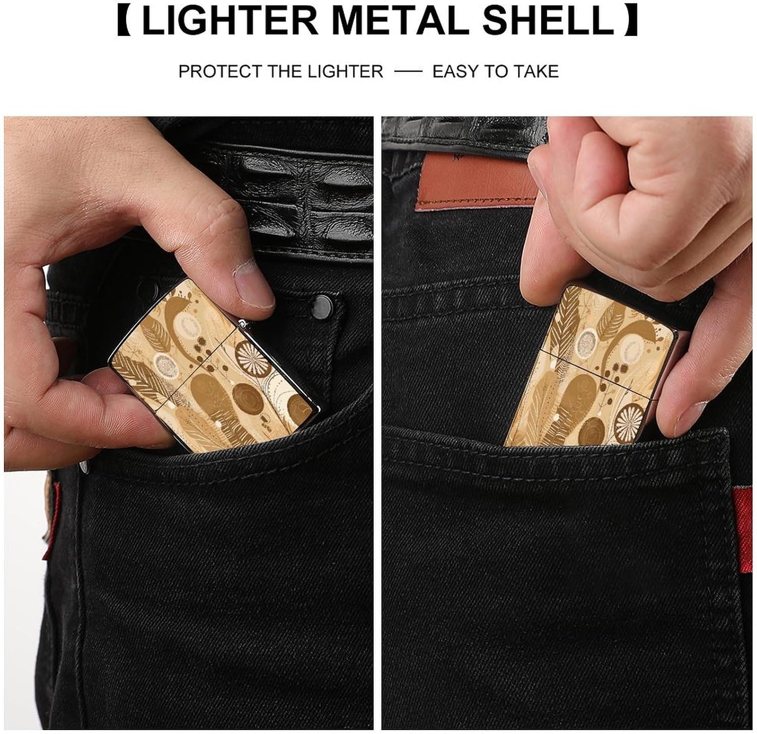 Beige and Brown Lighter Case Cover Lighter Shell