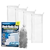 Aquatic Experts High Flow Filter Media Bag - Durable Filter Bags for Fish Tank, Secure Aquarium Media Bag with Drawstring, Media Bags for Aquarium and Pond, High Flow (White), 3” x 8” - 4 Pack