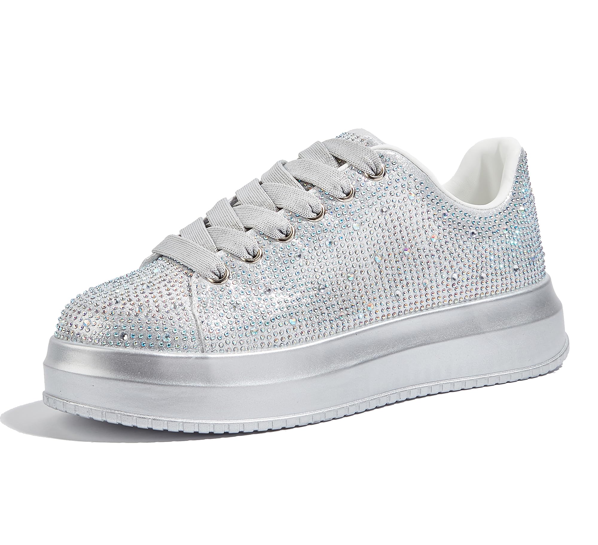 LUCKY STEP Rhinestone Platform Sneakers for Women
