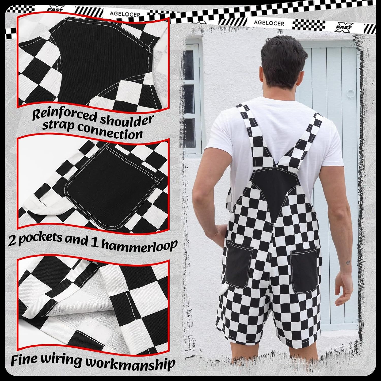 Men Overalls American Flag Overalls Checkered Overall Men Women USA Overall Game Bibs Coveralls Crotch Zipper