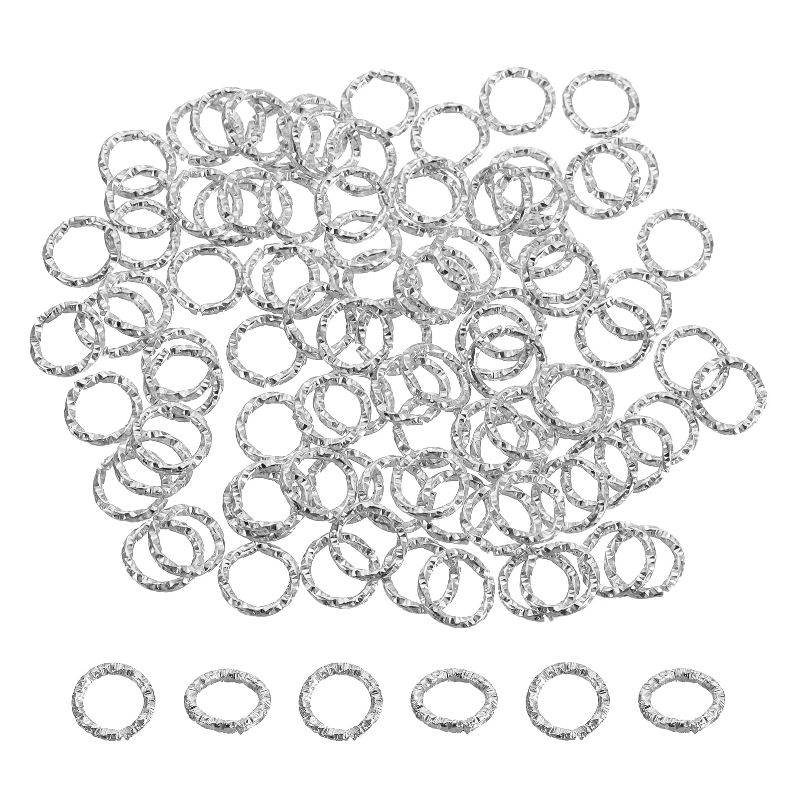 sourcing map 100Pcs Open Jump Rings, 8mm Twisted O-Ring Connectors for DIY Crafts Bracelet Necklaces Jewelry Making, White Gold
