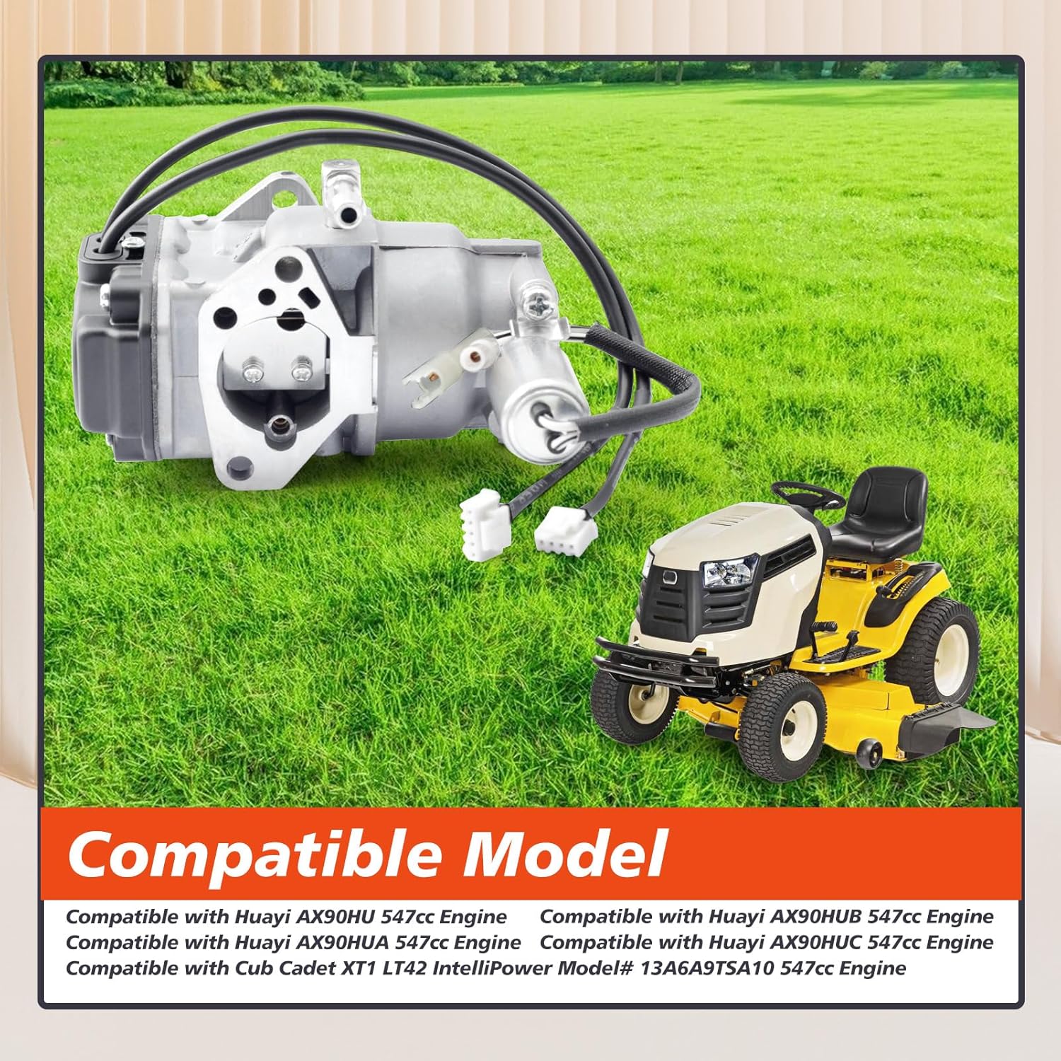 651P06495 Carburetor Carb Replacement for Huayi AX90 Series HU HUA HUB HUC Replacement for Cub Cadet XT1 LT42 IntelliPower 547cc Engines Model 13A6A9TSA10 Lawn Mower Parts