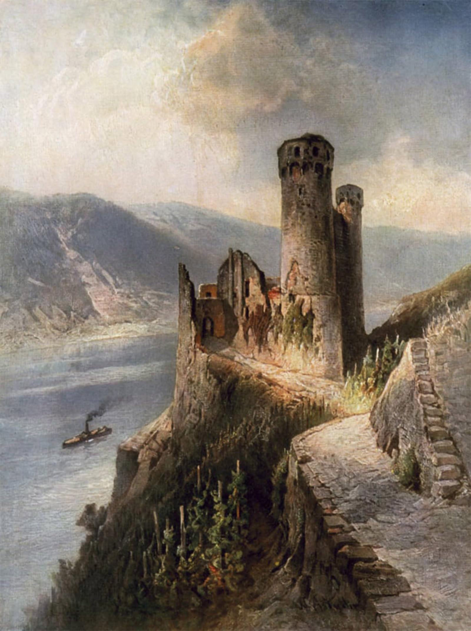 SERENDIPITP Retro Picture Poster Wall Art Pictures Painting the Ruins of Ehrenfels by Nicolai Astudin Wall Art Canvas Print for Wall Decor 60x90cm